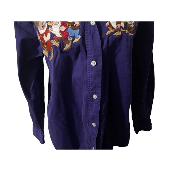 Vintage 90s Disney Store Women’s Purple Button Up Long Sleeve 7 Dwarfs Sz Large - Picture 15 of 16